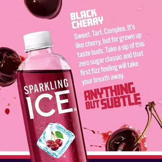 Sparkling Ice, Black Cherry Sparkling Water, Zero Sugar Flavored Water, with Vit