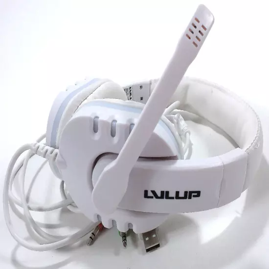 Vivitar LVLUP White Light-Up Pro Gaming Headset w/ Foldable Microphone LU741