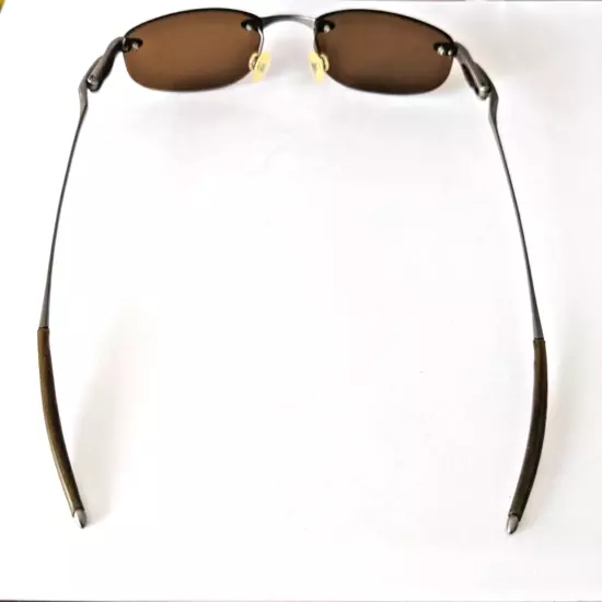 Vintage OAKLEY WHY 8 Brown Polarized Rimless Sunglasses Authentic 55MM