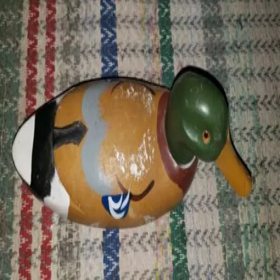 Vintage wooden decoy mallard 14" long