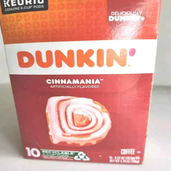 Dunkin' Donuts "Cinnamania" Coffee K-Cup Pods 1 Box – 10 Count 