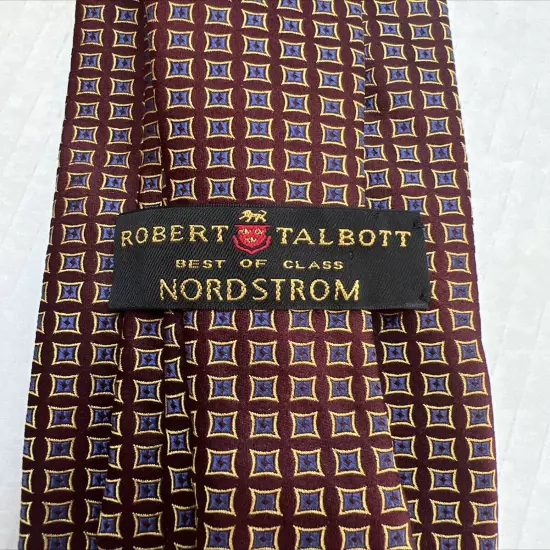 Robert Talbott Mens Tie Best of Class Brown Red Geometric Silk Hand Sewn USA