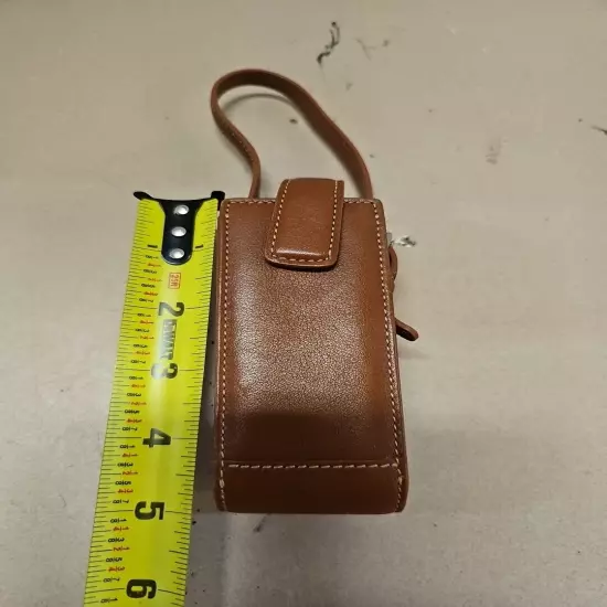 Coach Tan Leather Cell Phone Pager Eyeglasses Case Wristlet Strap Brown 5" × 2"