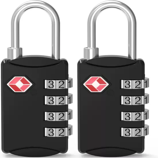 TSA Luggage Locks, [New Version] 2 Pack 4 Digit Outdoor Waterproof Padlock, Comb