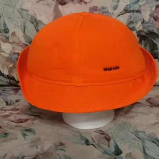 Vtg ENRON Fedora Hunting Hat Orange Winter Insulated