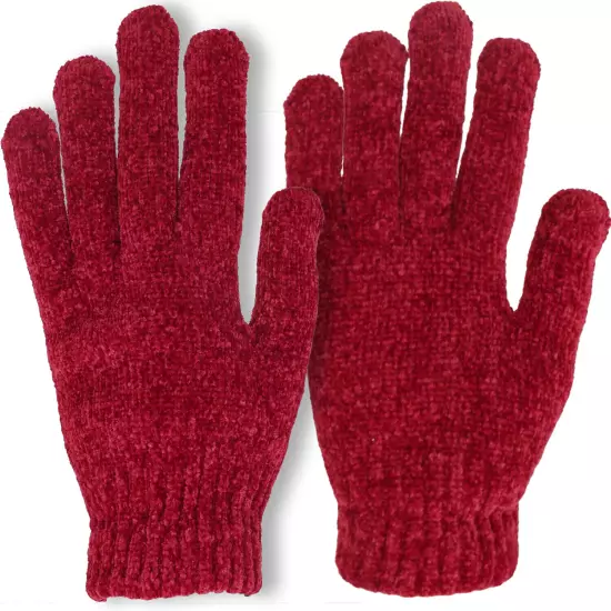 Women's Soft and Stretchy Chenille Basic Winter Magic Gloves