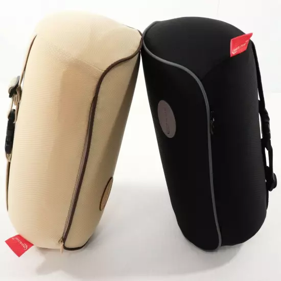 Lot of 2 Travel Ease Neck Support Pillows & Carry Bag Memory Foam Black Beige 