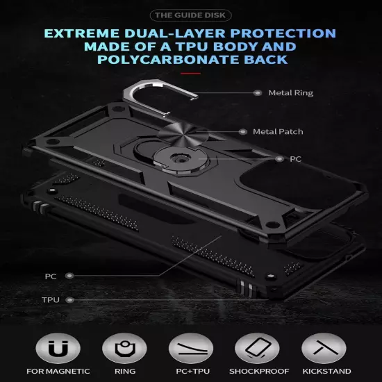 For Motorola Moto G Stylus 5G 2024 Phone Case Cover Ring Stand + Tempered Glass