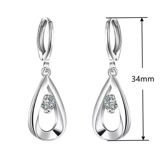 925 Silver Hoop Earrings Wedding Gifts Fashion Cubic Zircon Women Jewelry A Pair