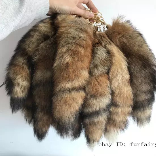 16"-18" Real Fox Fur Tail Keychain Bag Charm Purse Pendant Costume Cosplay Toys