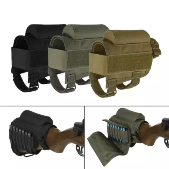 Tactical Hunting Rifle Cheek Rest Buttstock Gun Bullet Stock Ammo Pouch Bag