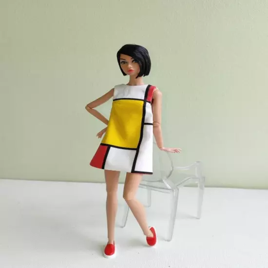 Red & Yellow Color Block dress #2 for Poppy Parker, Nu face, Nippon by Olgaomi