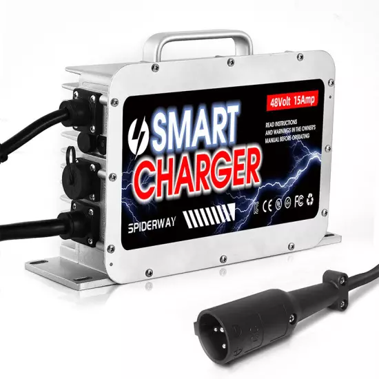 15 AMP 48 Volt Golf Cart battery Charger for Club Car Golf Cart 3-Pin Round Plug