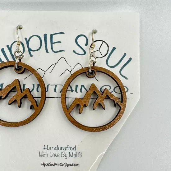 Hippie Soul Earrings Mountains Wooden Handmade Outdoor Nature