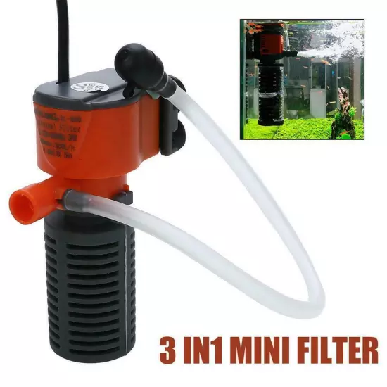 3 in 1 Aquarium Filter Submersible Oxygen Internal Fish Tank Water 2024