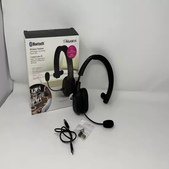 Aluratek Wireless Bluetooth Headset w/ Boom Mic Model: ABHM100F