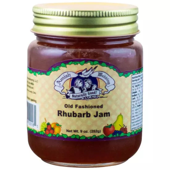 Amish Wedding Rhubarb Jam 9oz Glass Jar BB May 2025