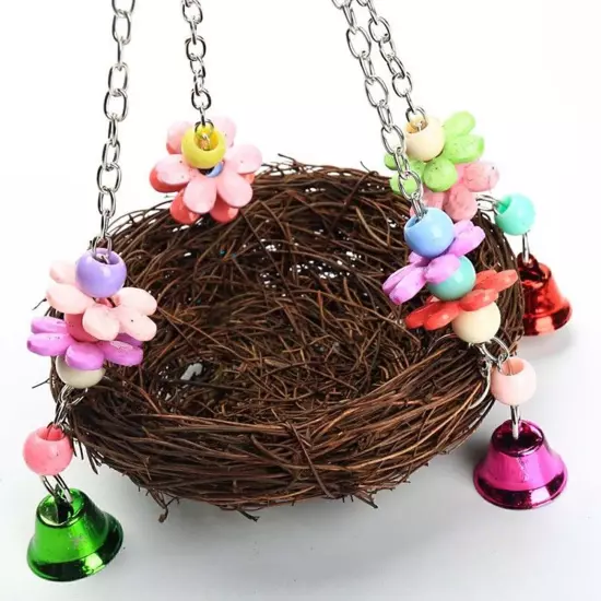 Pet Birds Nest Hammock Swing Toy Cockatiel Parrot Cage Hanging Chew Gift New