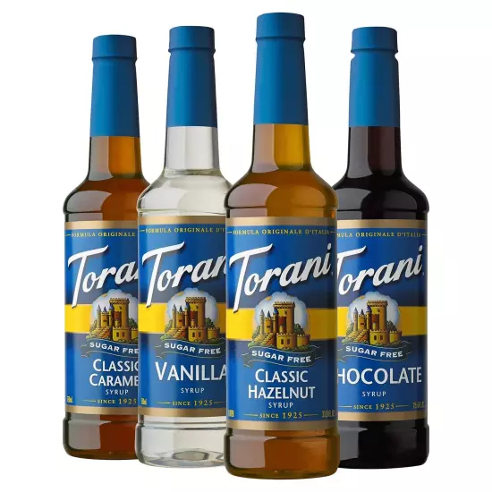 Torani Sugar Free Syrup, Variety Pack, 25.4 Ounce Fl Oz (Pack of 4) 