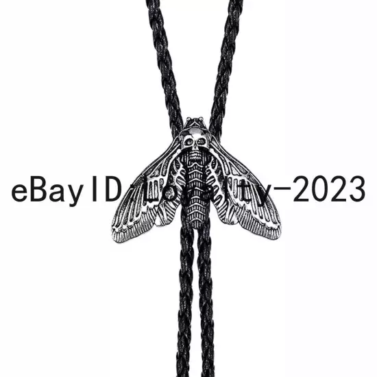 Mens BOLO Tie Vintage Animal Skull Moths Necklace Alloy PU Rope Western Cowboy