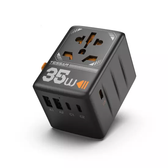 100W GaN Universal Travel Adapter with USB &Type C Fast Charging Adapter