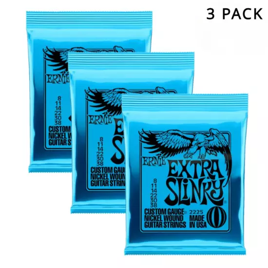 Electric Guitar Strings 2225 Super Slinky Gauge 8-38 Guitar Accessories 3 PACK