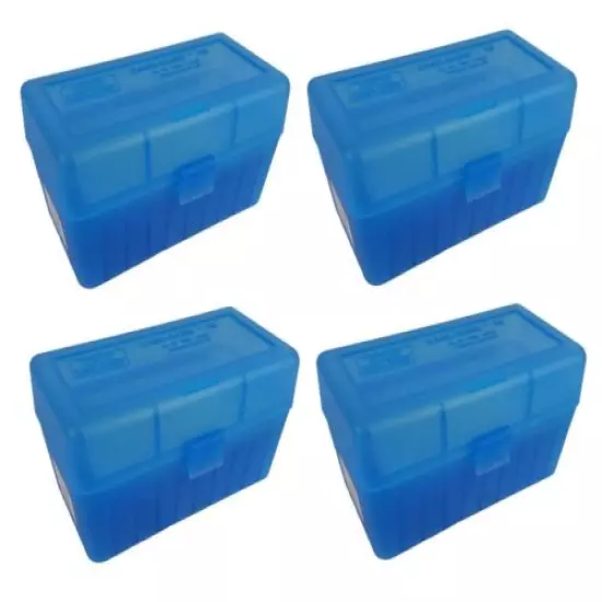 MTM 50 Round Flip-Top 270 Win 280 Rem 30-06 Rifle Ammo Box - Clear Blue (4 Pack)