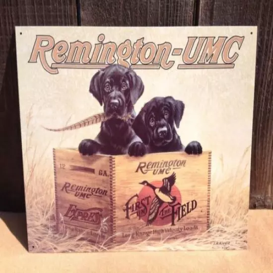 Remington Finders Keepers Labrador Retriever Puppies Guns Tin Metal Sign Garage 