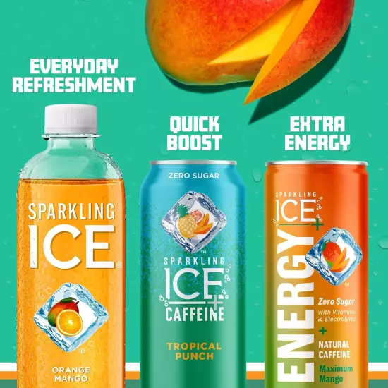 Sparkling Ice, Orange Mango Sparkling Water, Zero Sugar Flavored Water, with Vit