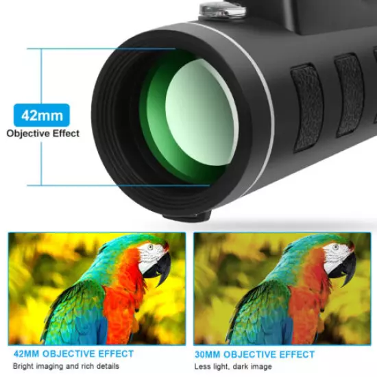 40X60 Monocular Telescope HD Zoom w/Smartphone Holde FMC BAK4 Weak Night Vision