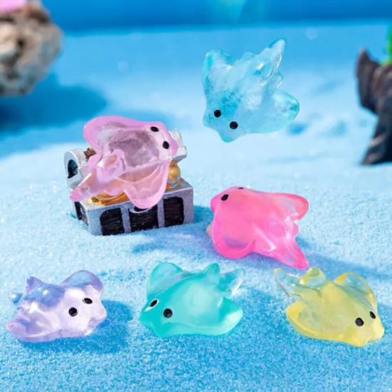 10Pcs Cartoon Mini Cute Manta Ray Mini Ornaments Aquarium Fish Tank Decoratio Sn