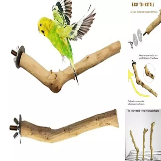  Bird Perch Wood Stand Parrot Stand Branch Natural Wood Stick Paw Grinding 