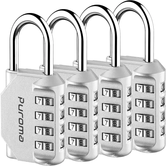 4 Pack Combination Lock 4 Digit Locker Lock Outdoor Waterproof Padlock for Schoo