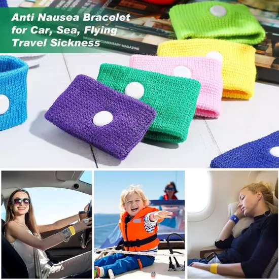 6pcs Anti Nausea Wristbands Sea Plane Car Sea Sickness Travel Motion Wrist Bands