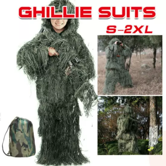 Ghillie Suit 3D Camouflage Hunting Apparel Woodland Desert Jungle Hunting Cloak