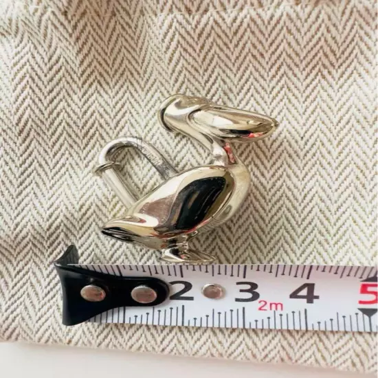 HERMES Pelican Motif 1992 Cadena Padlock Silver Bag Charm JPN