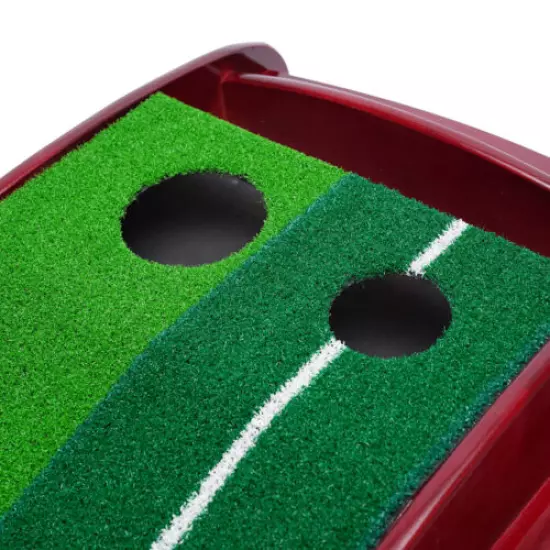 2 Hole Auto Ball Return Indoor Golf Green Grass Putting Mat Trainer Practice Mat