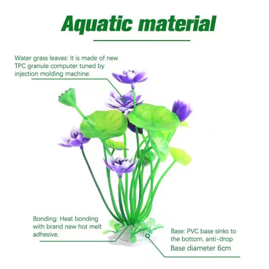 Artificial ,Lotus Decoration Aquarium Water Grass Decor Fish Tank Lan