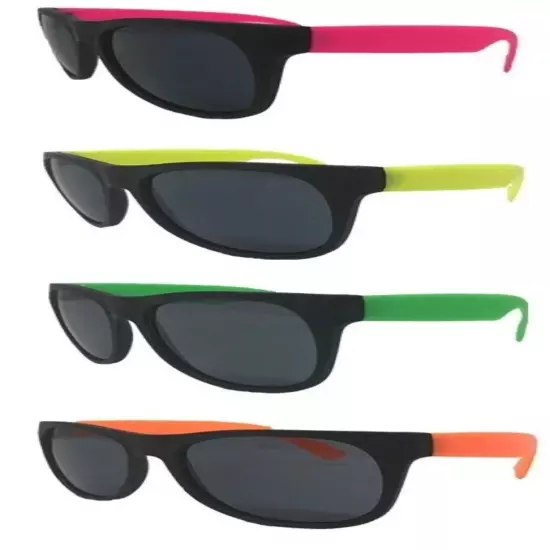 12 Neon Sunglasses Green Yellow Orange Pink Party Pack Fits Kids & Adult