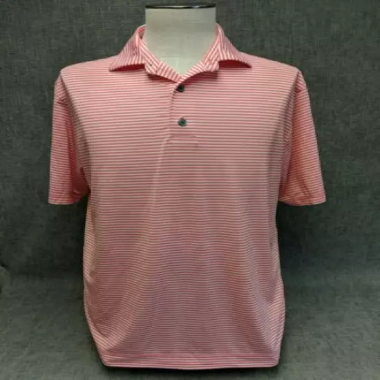 Footjoy Golf Polo Shirt Men's Size Medium Pink White Stripes