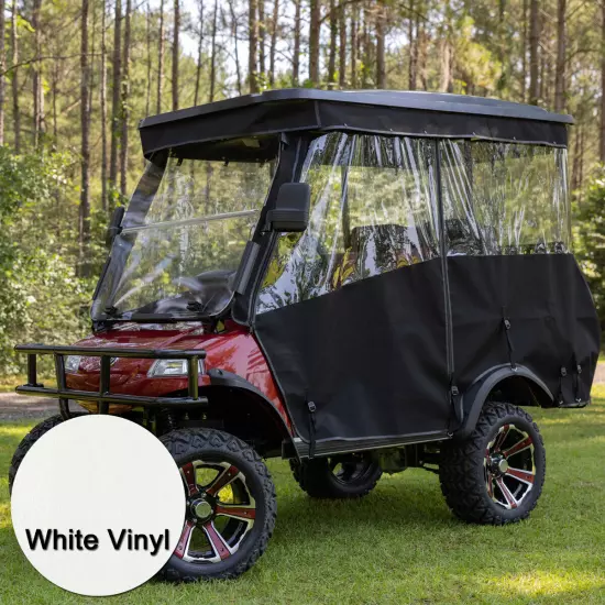 Red Dot White Marine Grade Vinyl Golf Cart Enclosure for Evolution Forester 4