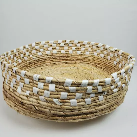 Vintage Coiled Rope Storage Basket Woven Large Bins Home Organizer 18x5"