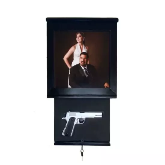 Black Gun Safe With Hidden Lock Underneath and plexiglass