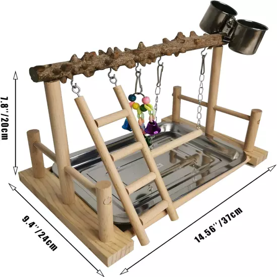 Hamiledyi Parrot Playground Bird Playstand Wood Exercise Play Perch Exercise Gym