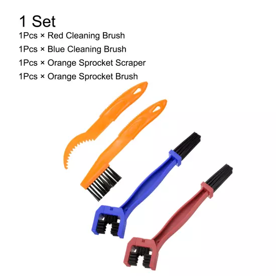 4Pcs Bicycle Chain Cleaning Tools Set Bike Clean Brush Kit for Cleaning Red Blue