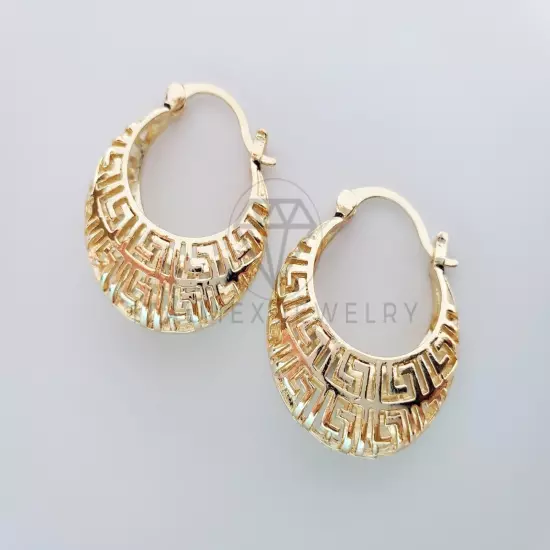 18K Basket Greek Earrings Aretes de Canasta de Grecas Diseñador Oro Laminado 18K