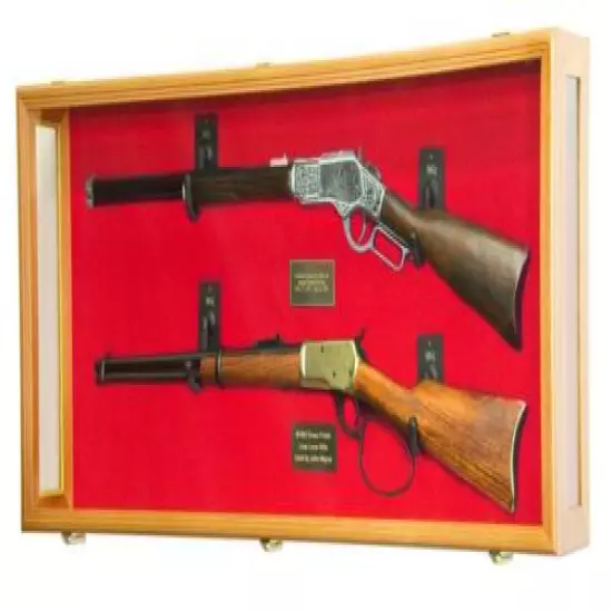 Gun Display Case Cabinet Rifle USA Clear View 44.5" Solid Wood Shotgun 4 Colors 