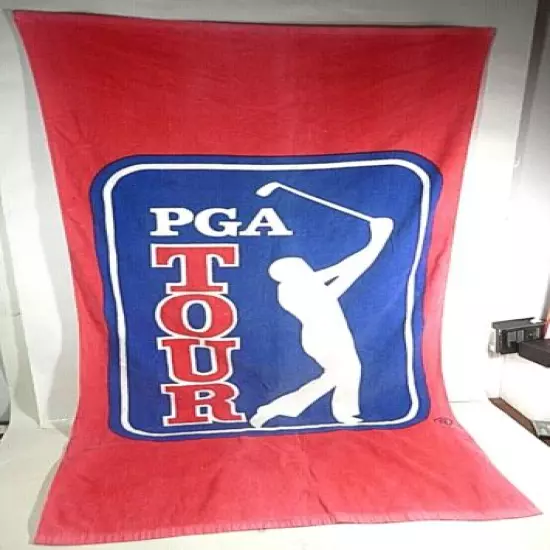 PGA Tour Logo Golf Beach Towel 56"X30" Large Collectible 100% Cotton Red 