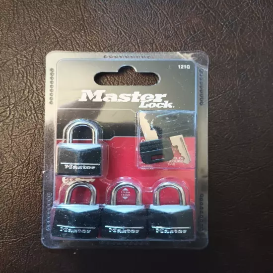 Master Lock Padlock 121Q Covered Solid Body, 3/4in (11mm) Wide 4pk