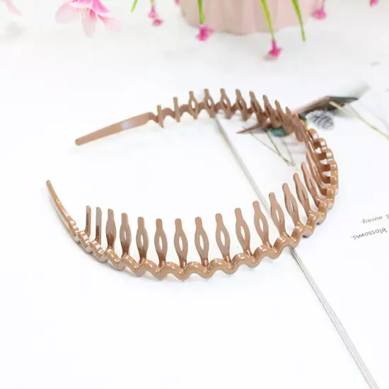 Women Non-Slip Resin Hair Comb Hairband Headband Hair Hoop With Teeth Headwear❉